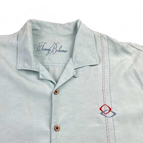 Tommy Bahama Shirt Adult EXTRA LARGE Blue Silk Club Hawaiian Martini Tropical - Picture 2 of 10